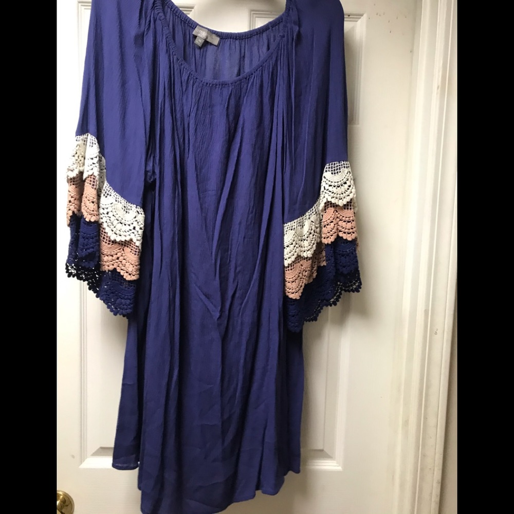 Umgee blue crochet detail dress sz 1X